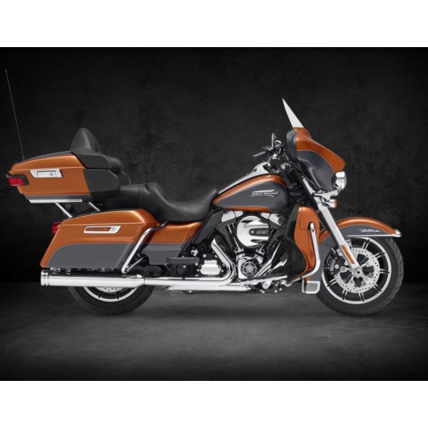 KESSTECH FL-Double Slip-ons Chrome for Harley Davidson Touring TC 103, Billet Round End Cap
